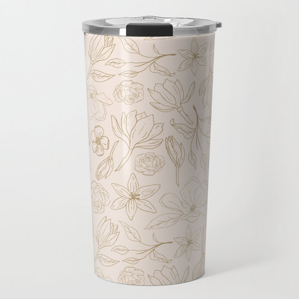 Gold Magnolia Travel Mug