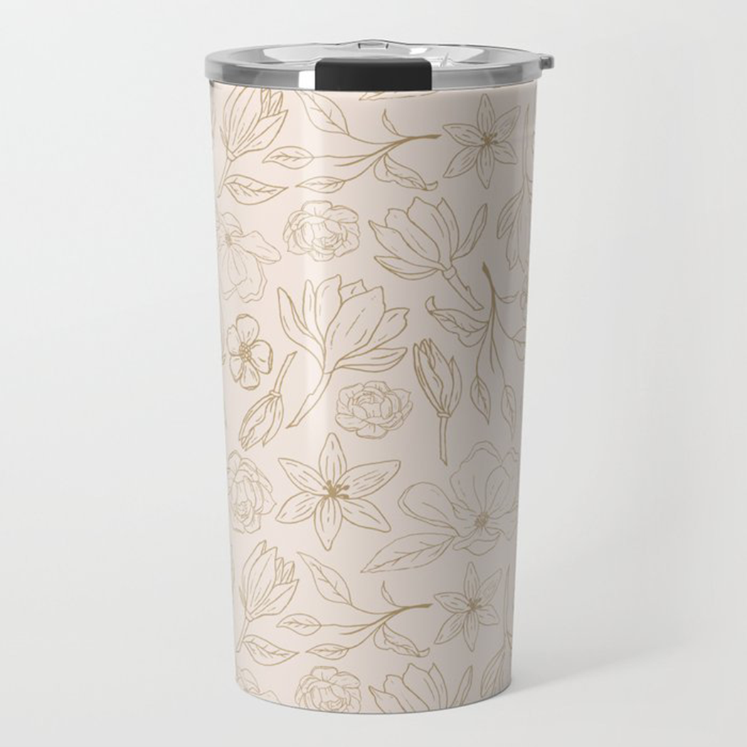 Gold Magnolia Travel Mug