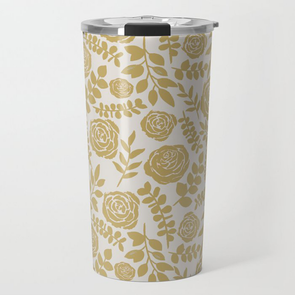 Gold Floral Travel Mug