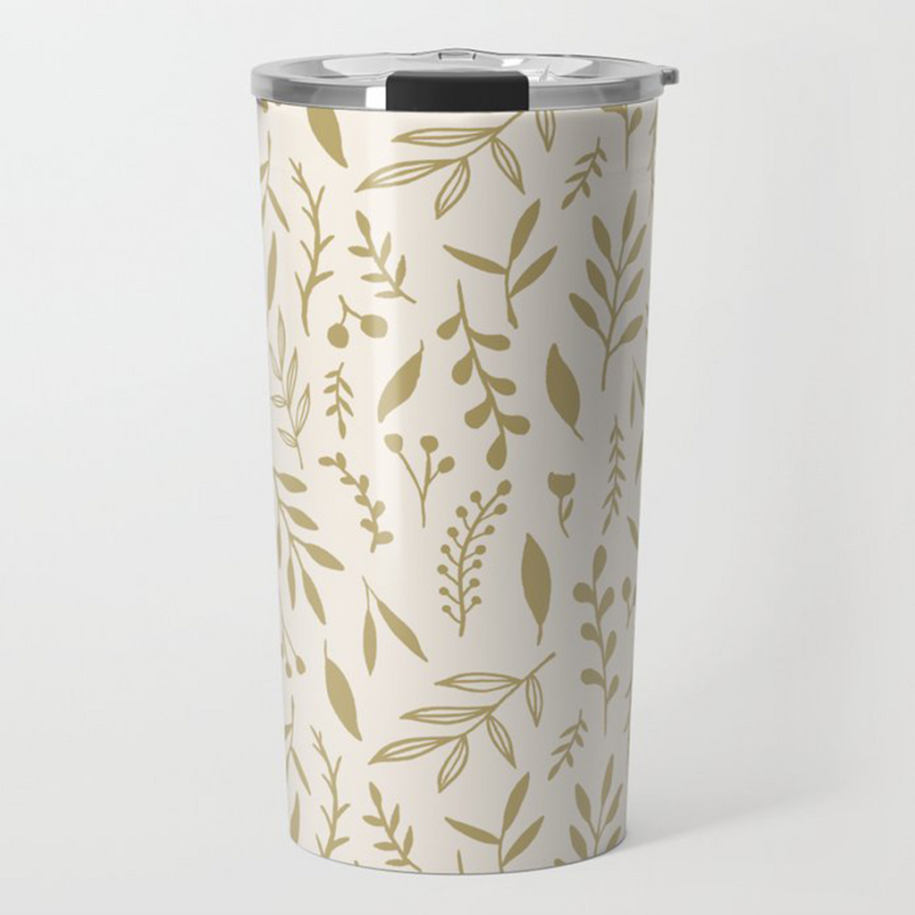 Gold Falling Leaves Travel Mug