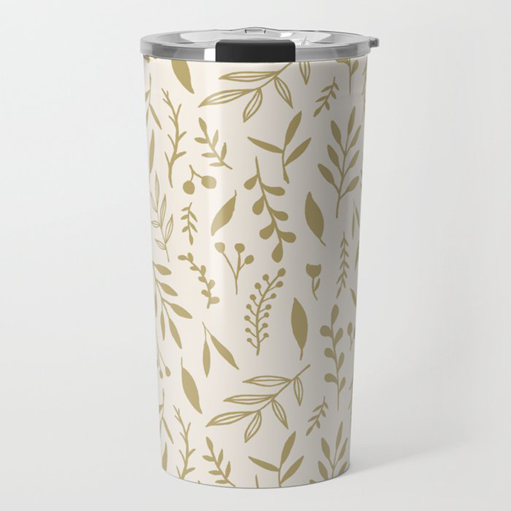 Gold Falling Leaves Travel Mug