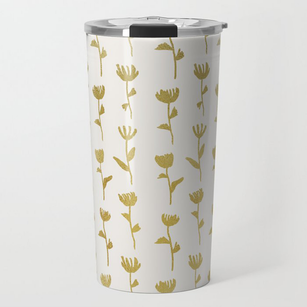 Gold Flower Travel Mug