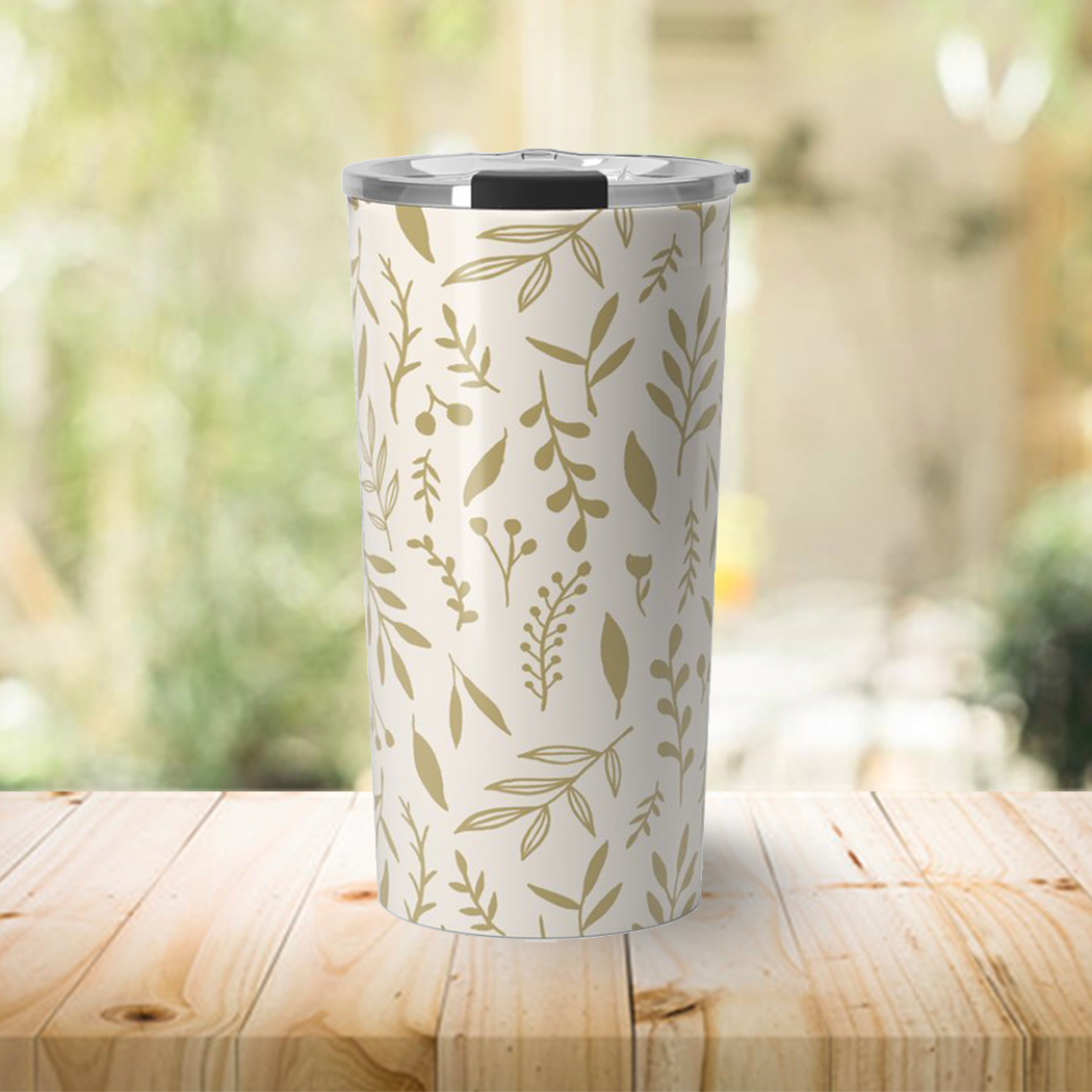 Gold Falling Leaves Travel Mug