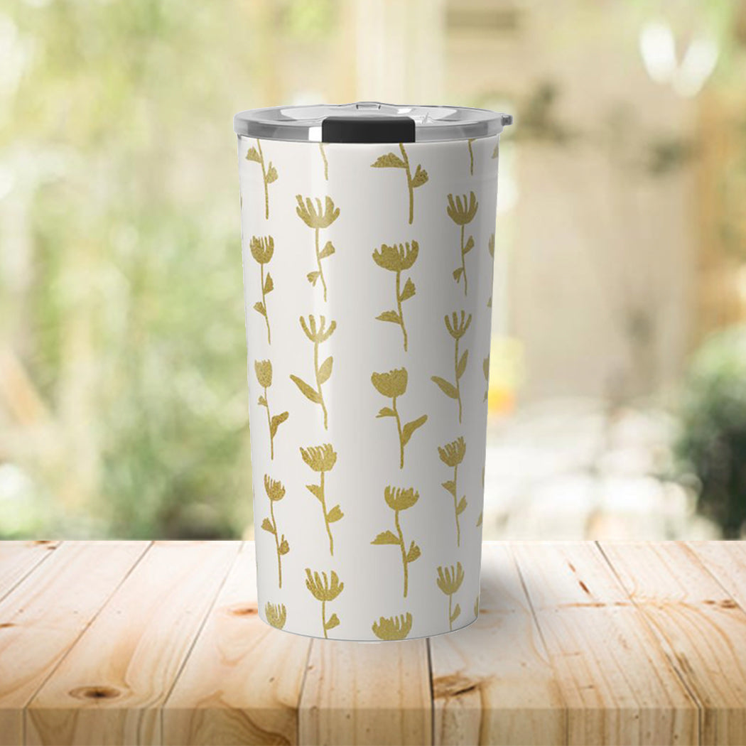 Gold Flower Travel Mug
